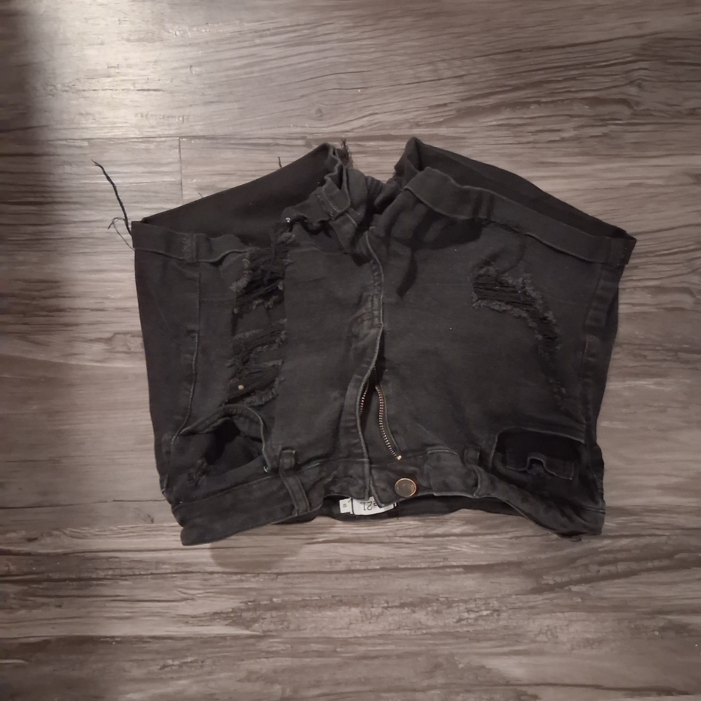 Rue21 Black Distressed Jean Shorts